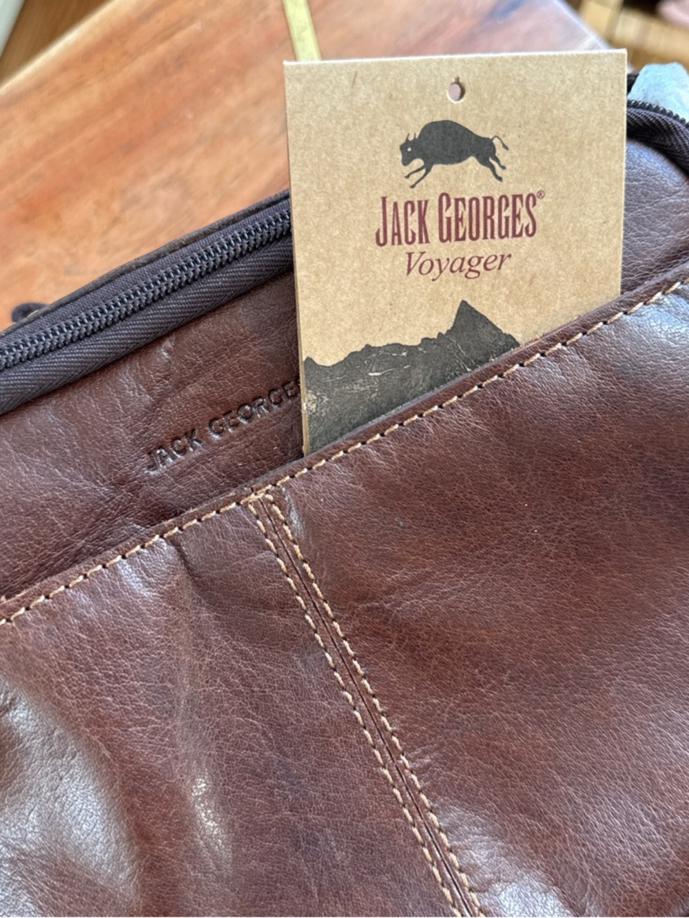 Jack Georges Voyager Brown Leather Crossbody Bag